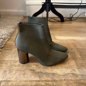 Zara army green fabric ankle boots